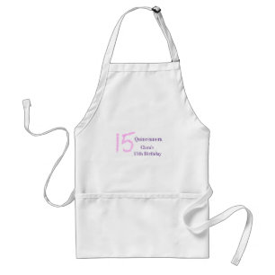 Quinceanera 15th birthday pink glitter template standard apron