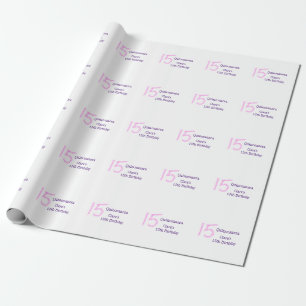 Quinceanera 15th birthday pink glitter template wrapping paper