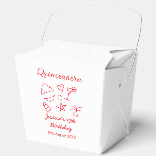 Quinceanera 15th birthday red beach party tree sun favour box