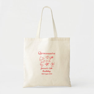 Quinceanera 15th birthday red beach party tree sun tote bag