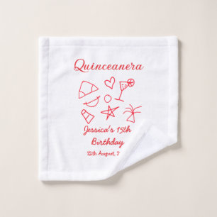 Quinceanera 15th birthday red beach party tree sun wash cloth