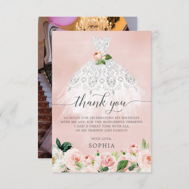 Quinceanera 15th Birthday Thank You Card (Front/Back)