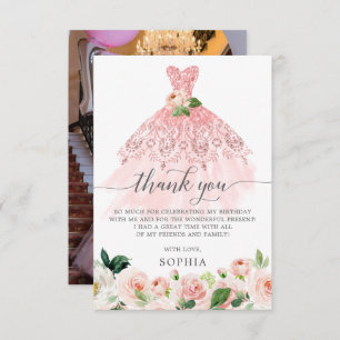 Quinceanera 15th Birthday Thank You Card