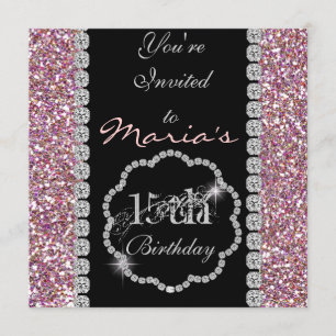 QUINCEANERA 15th BLING Birthday Invitations