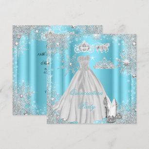 Quinceanera 15th Cinderella Blue Birthday Party Invitation