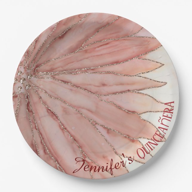 Quinceanera 15th Elegant Birthday Party Paper Plate (Front)