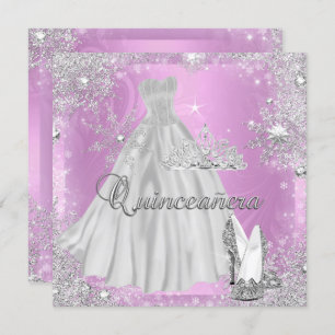 Quinceanera 15th Pink Silver Birthday Party Invitation