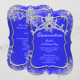 Quinceanera 15th Winter Wonderland Royal Blue Invitation