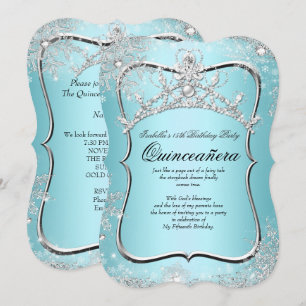 Quinceanera 15th Winter Wonderland Silver Blue Invitation