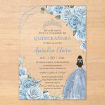Quinceañera 16 Baby Blue Floral Princess Silver Acrylic Invitations<br><div class="desc">Add a touch of elegance to your special occasion with our luxurious baby blue floral acrylic invitations, featuring a silver princess crown, delicate butterflies, a silver geometric frame, and refined silver accents. Ideal for quinceañeras, Sweet 16s, 18th birthdays, debutante balls, and other milestone celebrations, these invitations set the stage for...</div>