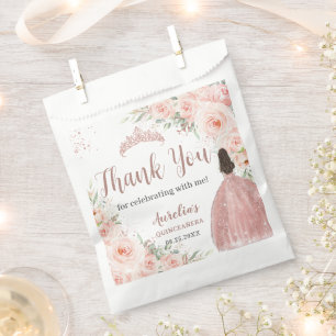 Quinceanera 16 Blush Floral Rose Gold Princess Favour Bag