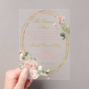 Quinceanera Acrylic invitation in Spanish