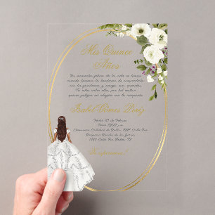 Quinceanera acrylic invitation in Spanish