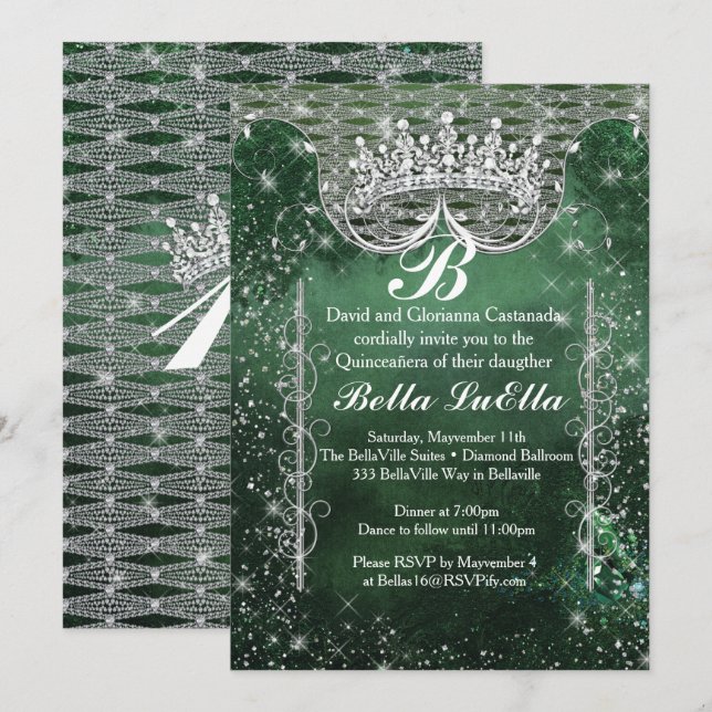 Quinceañera and Sweet 16 Party Invitations (Front/Back)