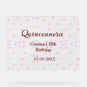 Quinceanera anos 15th birthday add name pink dots acrylic sign