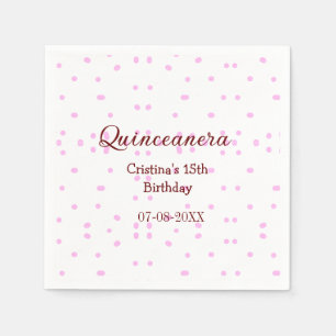 Quinceanera anos 15th birthday add name pink dots napkin