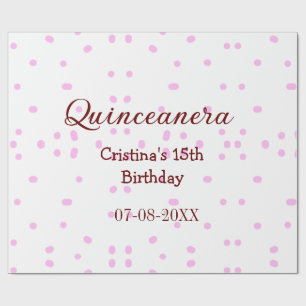 Quinceanera anos 15th birthday add name pink dots wrapping paper