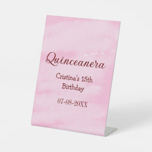 Quinceanera anos 15th birthday add name texture ye pedestal sign