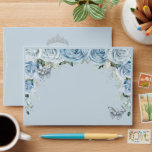 Quinceañera Baby Blue Floral Silver Butterflies Envelope<br><div class="desc">Personalise these lovely envelopes with your details easily and quickly,  simply press the customise it button to further re-arrange and format the style and placement of the text. 


(c) The Happy Cat Studio</div>