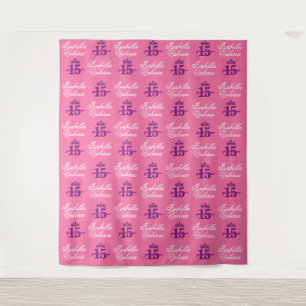 Quinceanera Backdrop Step and Repeat Tapestry