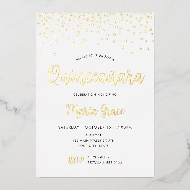 Quinceanera Birthday Gold REAL FOIL Confetti (Front)