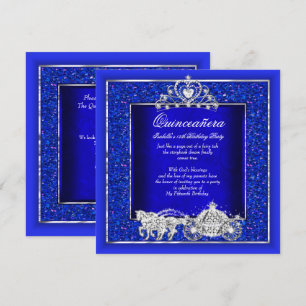 Quinceanera Birthday Horse Carriage Royal Blue Invitation