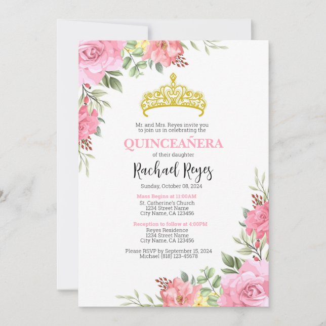 Quinceañera Birthday Invitation Template (Front)