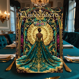 Quinceanera Birthday Party Exotic Teal Pink Invitation