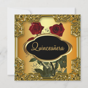 Quinceanera Birthday Party  Gold Invitation