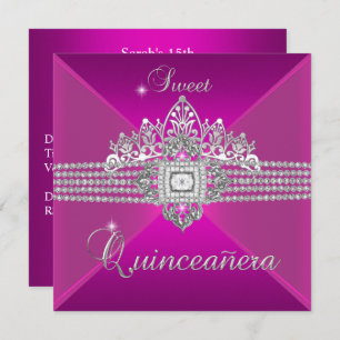Quinceanera Birthday Party Hot Pink Invitation