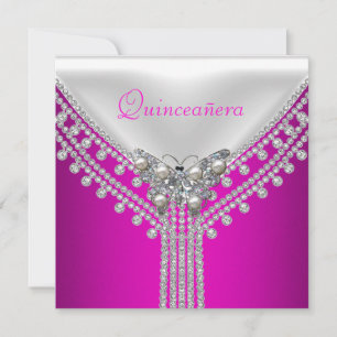 Quinceañera Birthday Party Pink White Butterfly Invitation