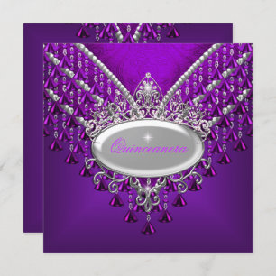 Quinceanera Birthday Party Purple Magenta Invitation