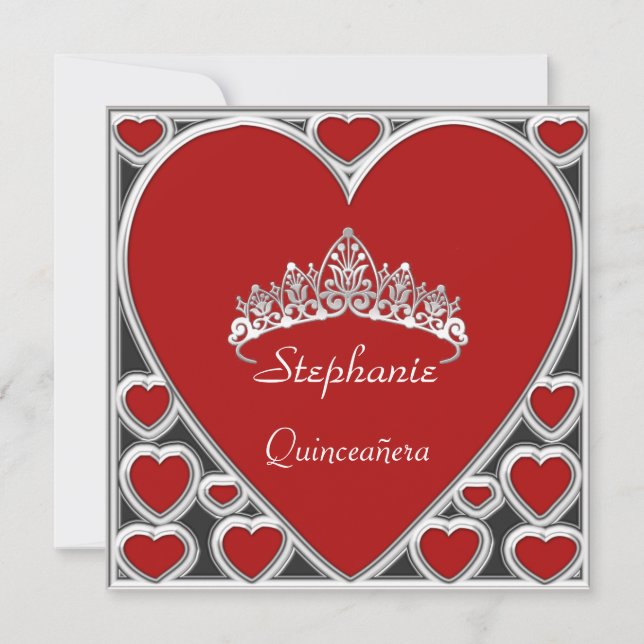 Quinceañera Birthday Party Red Invitation (Front)