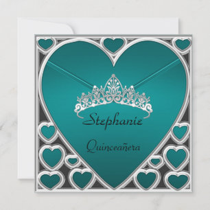 Quinceañera Birthday Party Teal Invitation