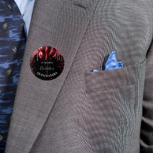 Quinceanera black red glitter balloons 3 cm round badge