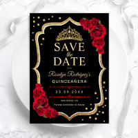 Quinceanera Black Red Gold