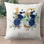 Quinceanera Blue Rose Floral Gold Number 15 Cushion<br><div class="desc">Personalised 15th Birthday pillow - beautiful keepsake gift to celebrate the Quinceañera of a special young woman. The design has a gold number 15 adorned with beautiful blue rose blooms, greenery and foliage. The template is set up ready for you to personalise, with the quince's name and date of her...</div>