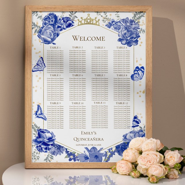 Quinceanera Blue Seating Chart Sign Butterflys  (Creator Uploaded)