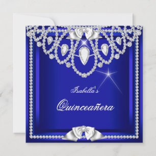 Quinceanera Blue Silver Diamond Party 15th Invitation