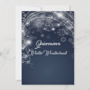 Quinceanera Blue Winter Wonderland Snowflakes Invitation