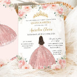 Quinceañera Blush Pink Floral Rose Gold Princess Invitation<br><div class="desc">Personalise this lovely quinceañera invitation with own wording easily and quickly,  simply press the customise it button to further re-arrange and format the style and placement of the text.  Matching items available in store!  (c) The Happy Cat Studio</div>