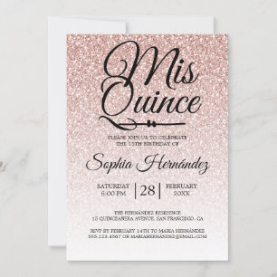 Quinceañera Blush Pink Glitter 15th Birthday  Invitation
