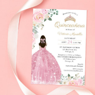 Quinceañera Blush pink gold 15th birthday elegant Invitation