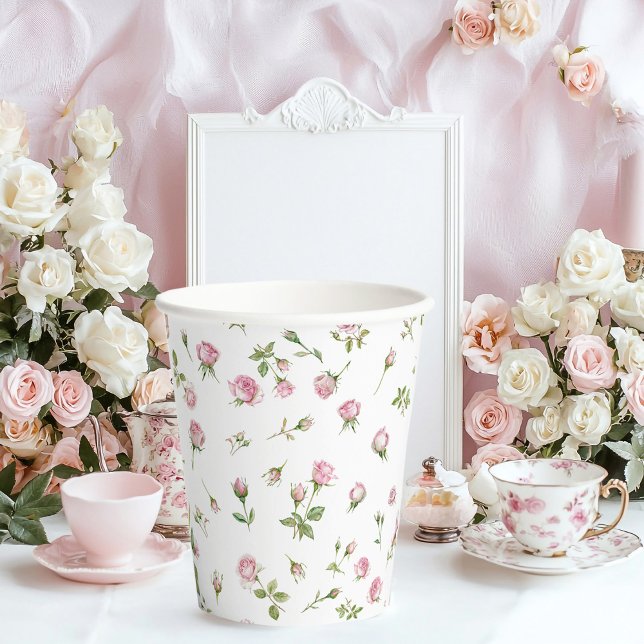 Quinceanera Blush Pink Rose Birthday  Paper Cups (Creator Uploaded)