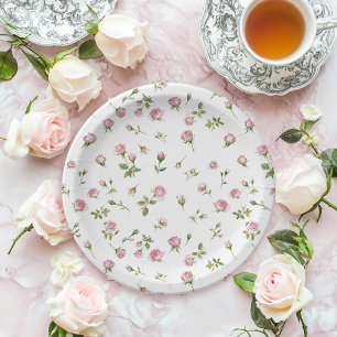 Quinceanera Blush Pink Rose Birthday  Paper Plate