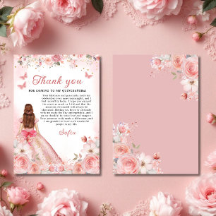 Quinceañera Blush Pink Rose Floral Thank You