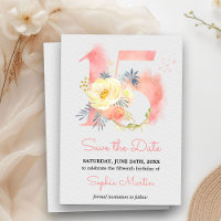 Quinceanera Blush Pink Watercolor Floral 15