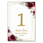 Quinceañera Burgundy Blush Floral Gold Butterflies