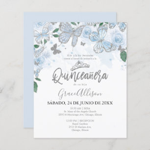Quinceanera Butterfly Budget Invitation - Spanish