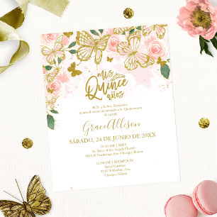 Quinceanera Butterfly Budget Invitation Spanish